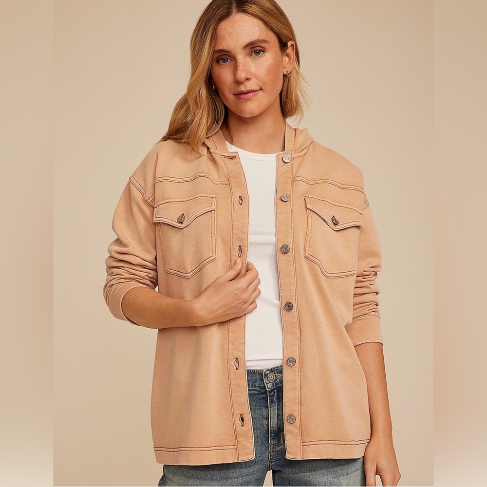 Maurices Washed Cotton Hooded Jacket - Tan